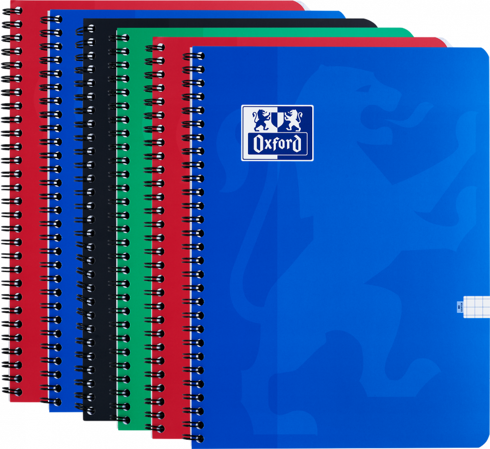 6x Kołonotatnik Oxford Esse, B5, w kratkę, 80 kartek, okładka kartonowa, mix kolorów
