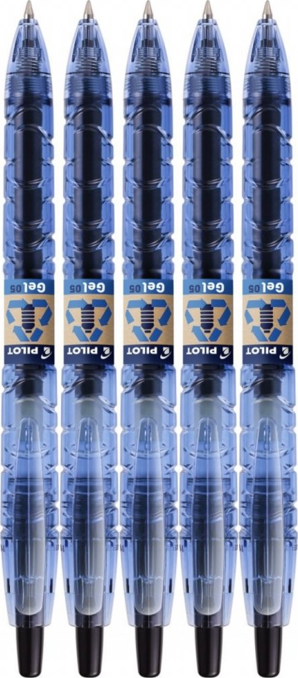5x Długopis żelowy automatyczny Pilot, B2P, ekologiczne, 0.3mm, czarny