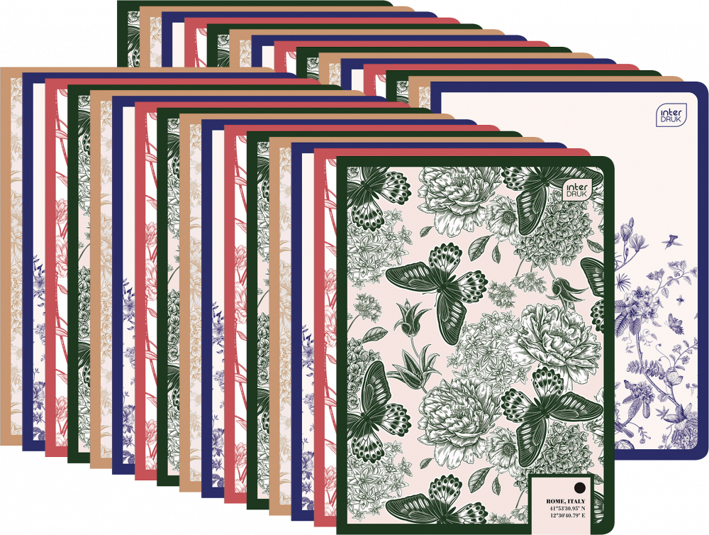 100x Zeszyt w kratkę Interdruk UV Girls, A5, 60 kartek, mix wzorów