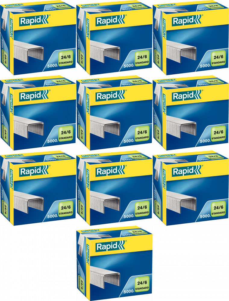 10x Zszywki Rapid Standard, 24/6 5M, 5000 sztuk, srebrny