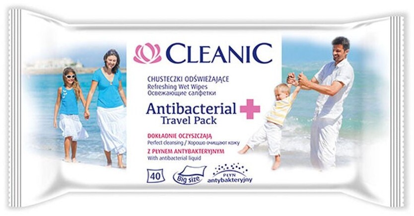 Chusteczki antybakteryjne Cleanic Antybacterial, 40 sztuk, biały
