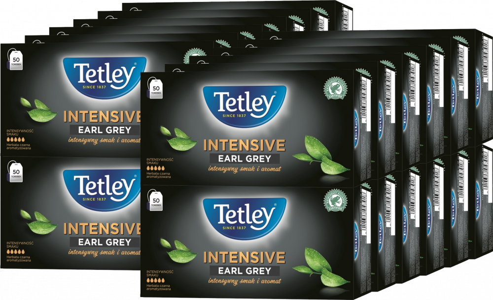 24x Herbata Earl Grey w torebkach Tetley Intensive, 50 sztuk x 2g
