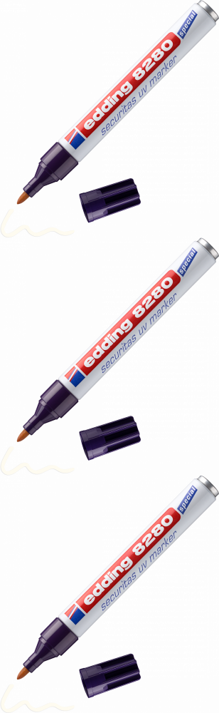 3x Marker zabezpieczający edding 8280, UV Securitas, okrągła, 3mm, transparentny