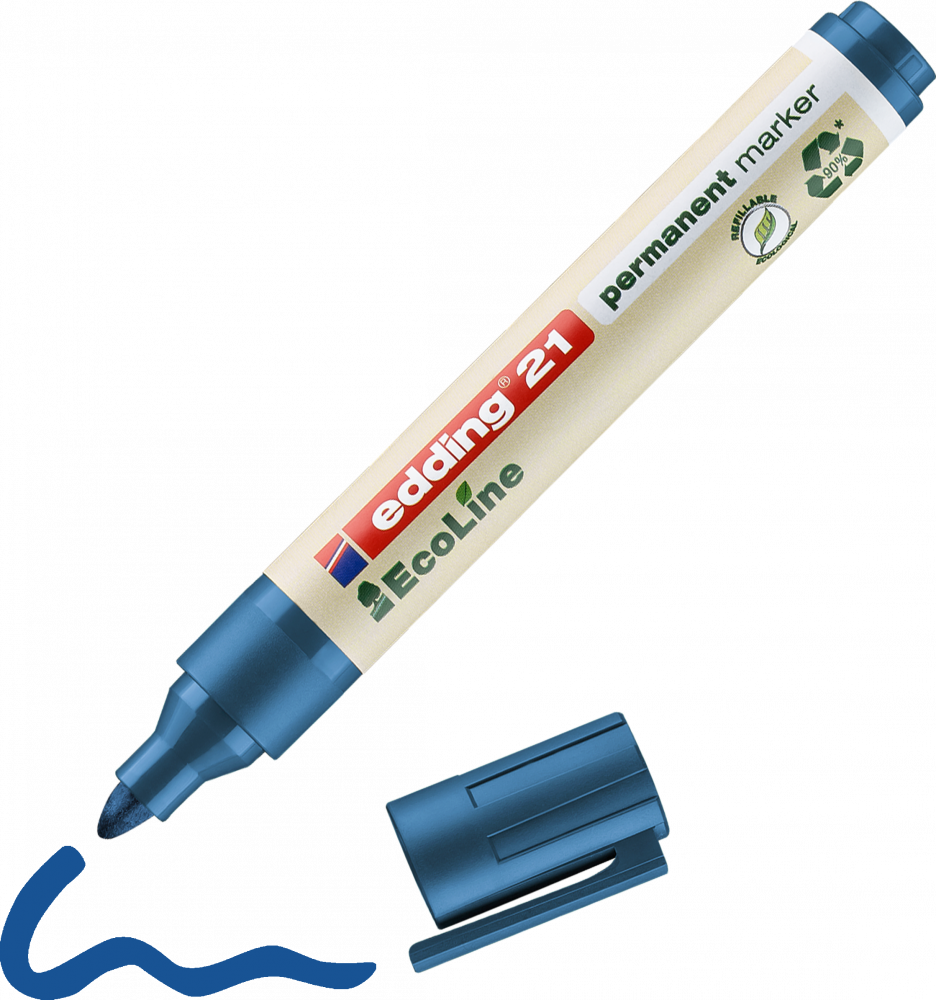 Marker permanentny edding 21 EcoLine, okrągła, 1.5-3mm, niebieski