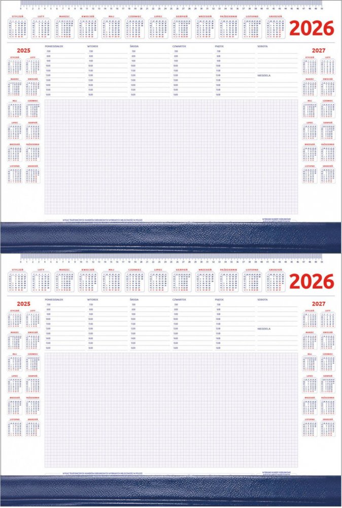 2x Podkład na biurko Udziałowiec, z kalendarzem 2026 i notatnikiem, A2, z listwą