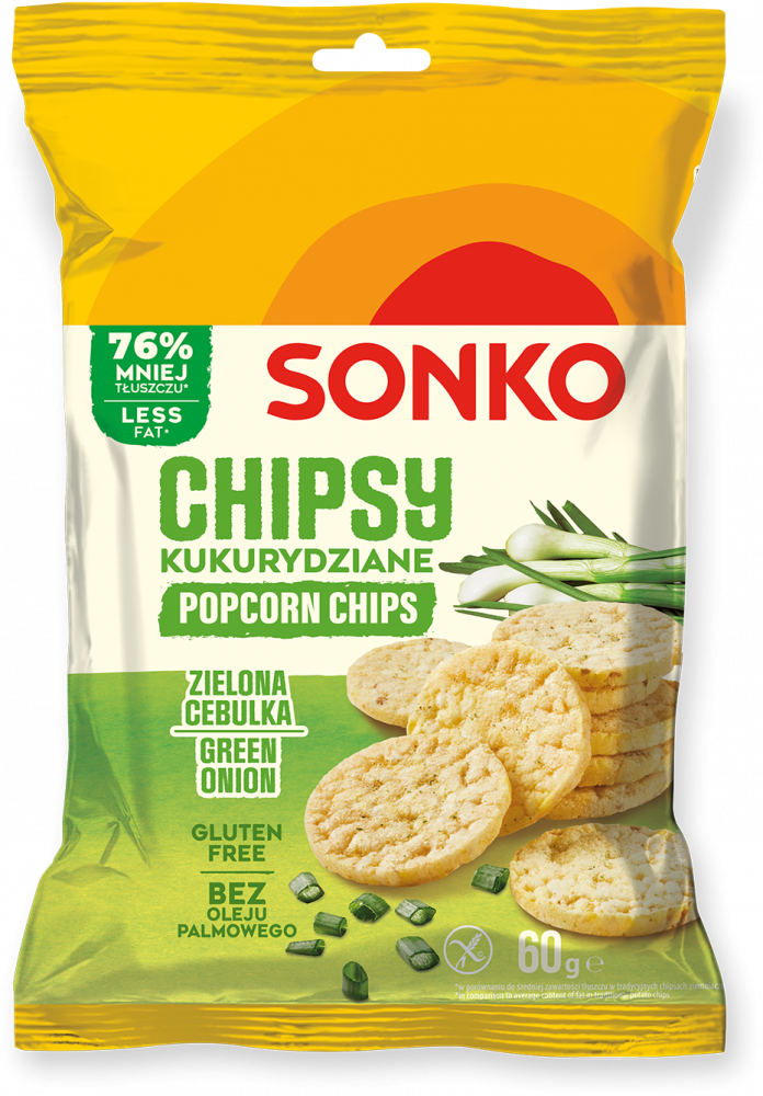 Chipsy kukurydziane Sonko, zielona cebulka, 60g