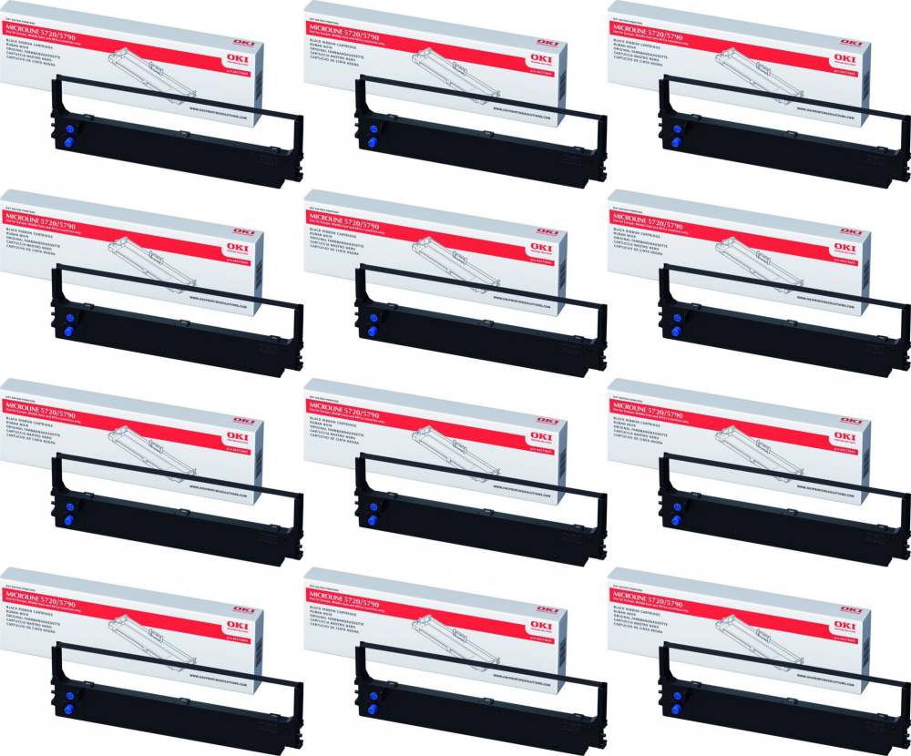 12x Taśma Oki 44173405, 8 mln znaków, black (czarny)