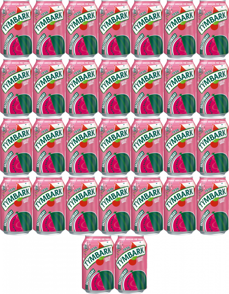 36x Napój gazowany Tymbark, jabłko/arbuz, puszka, 0.33l