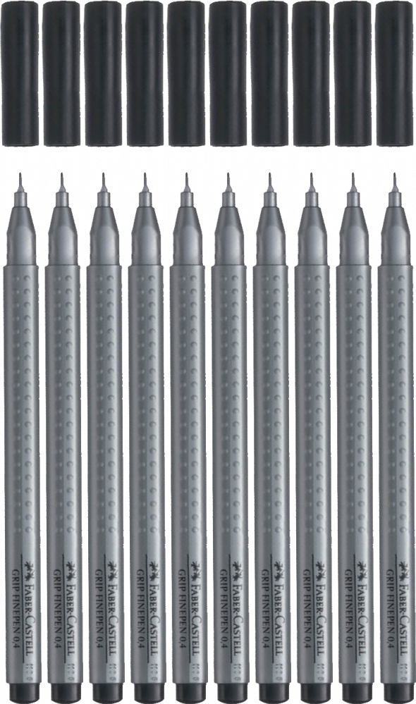 10x Cienkopis Faber-Castell, Grip, 0.4mm, czarny