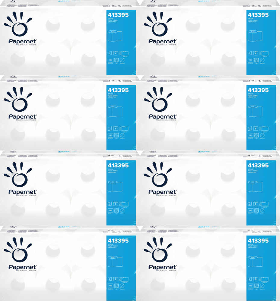 8x Papier toaletowy Papernet, 2-warstwowy, w rolce, 8 sztuk, biały