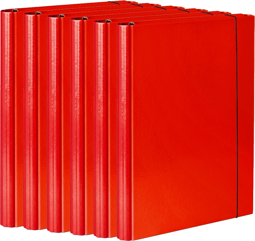 6x Teczka skrzydłowa z gumką VauPe, A4, 40mm, czerwony