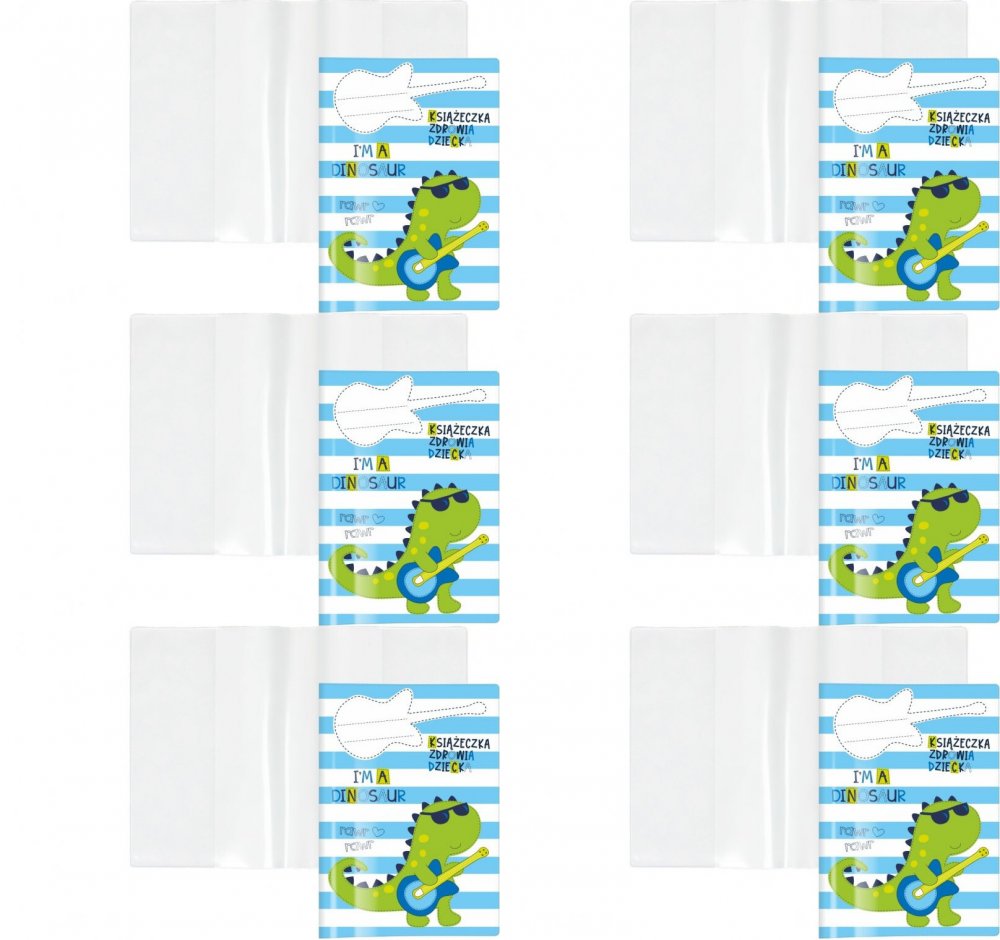 6x Okładka na książeczkę zdrowia dziecka Biurfol Dinozaur, wielokolorowy