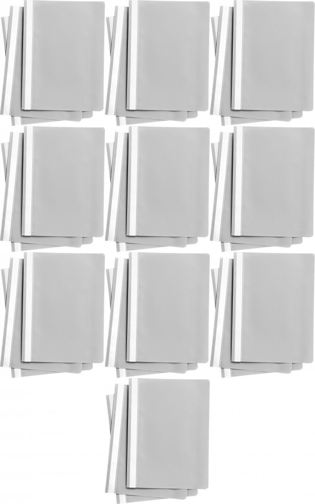 10x Skoroszyt plastikowy bez oczek Donau, A4, do 200 kartek, szary