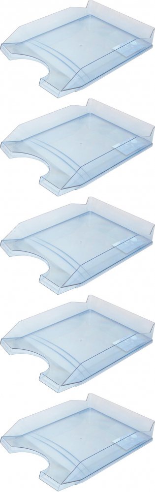 5x Półka na dokumenty na biurko Office Products, A4, plastikowa, transparentny niebieski