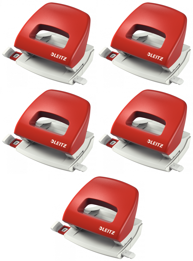 5x Dziurkacz Leitz New NeXXt, średni, do 16 kartek, czerwony
