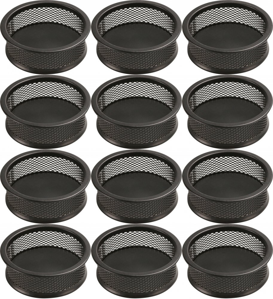 12x Pojemnik na spinacze Q-Connect Office Set, druciany, 90x32mm, czarny