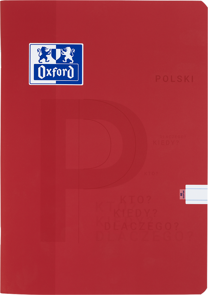 Zeszyt przedmiotowy w linie Oxford J. Polski, A5, miękka oprawa, 60 kartek, czerwony
