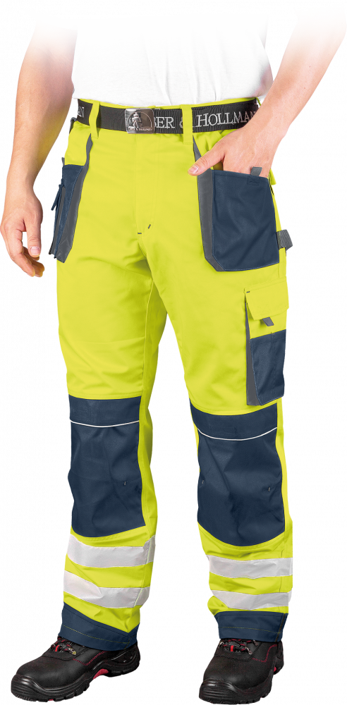 Spodnie robocze Leber&Hollman Formen, do pasa, odblaskowe, rozmiar 52, żółto-granatowy