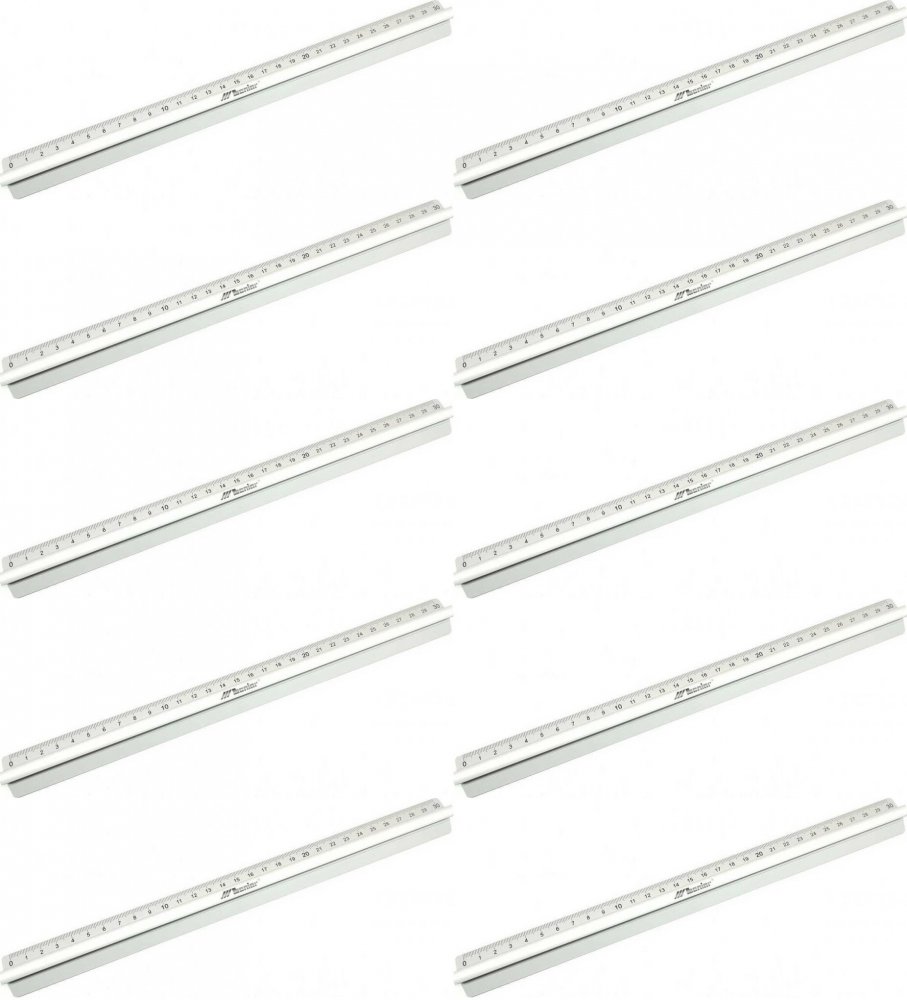 10x Linijka aluminiowa Leniar, z uchwytem, 30cm