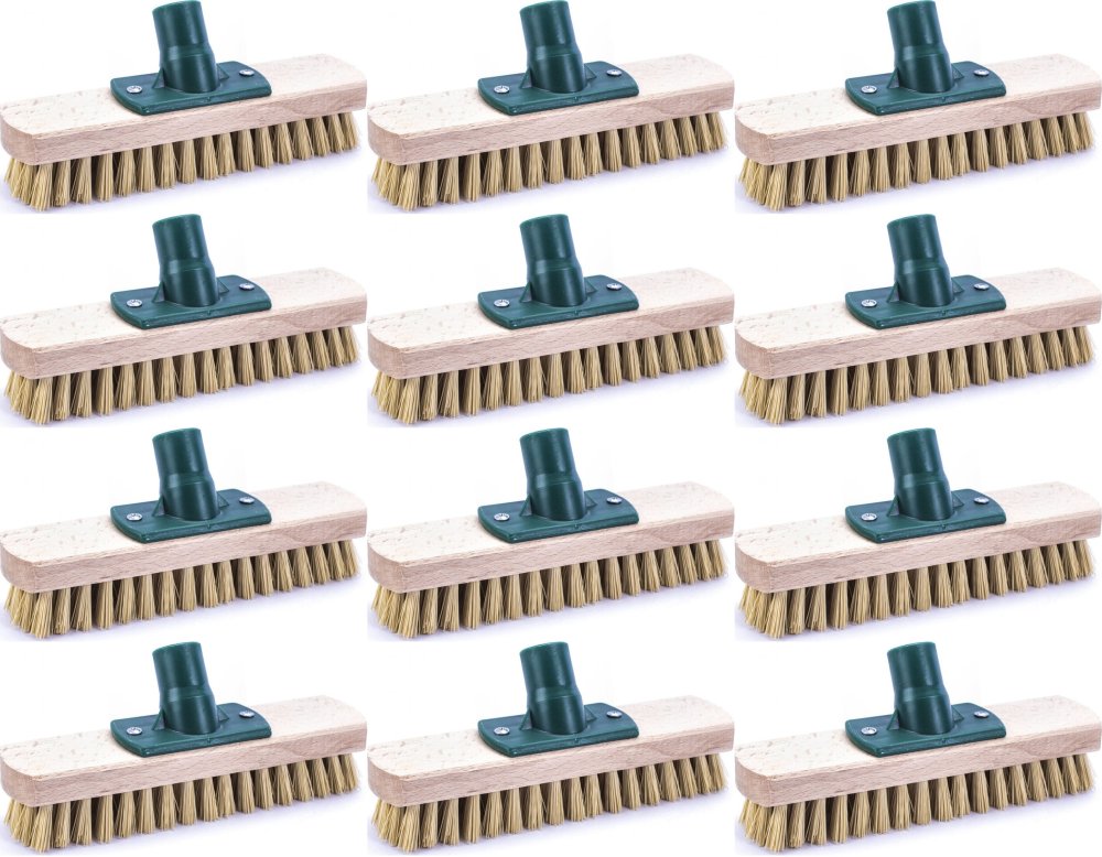 12x Szrober/ miotła drewniana do szorowania York 000300, z gwintem na kij, 24cm