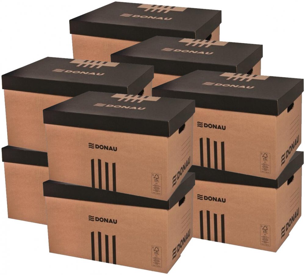 10x Pudło archiwizacyjne zbiorcze Donau, 545mm, do 6 pudeł 80mm, otwierane od góry, brązowy