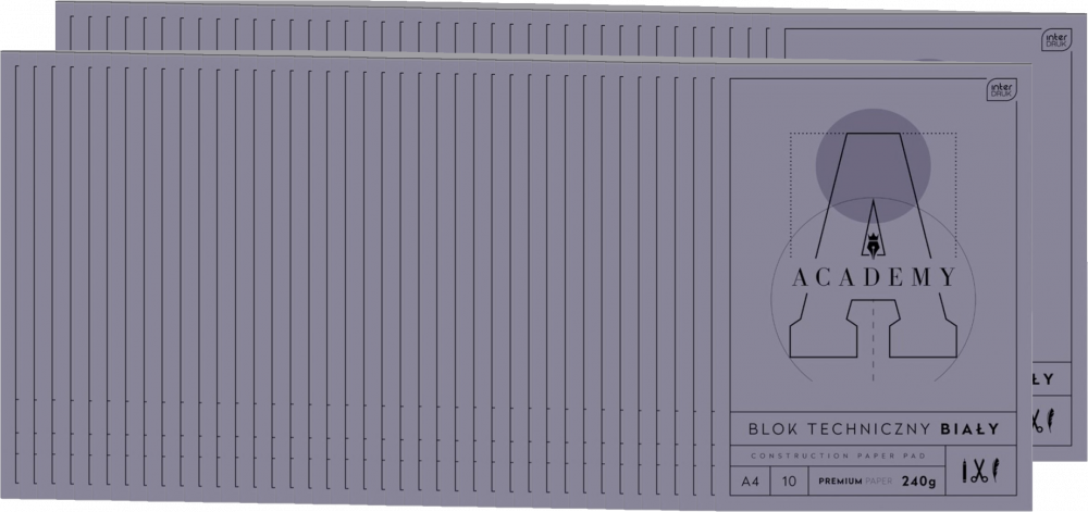 80x Blok techniczny Interdruk Academy, A4, 10 kartek, biały