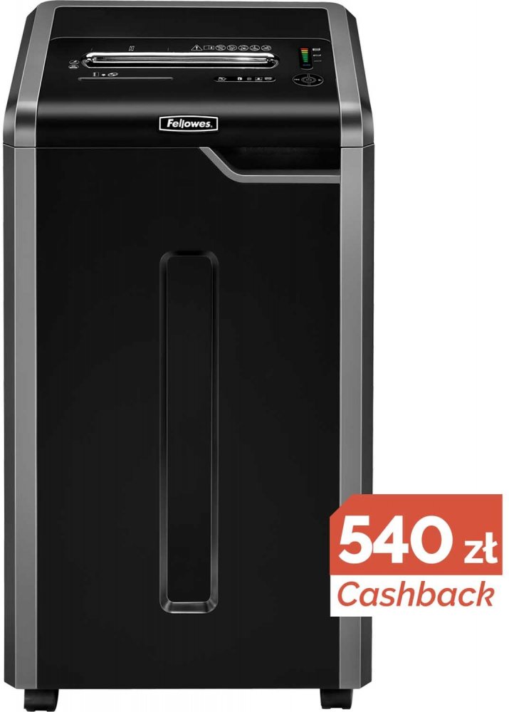 Niszczarka Fellowes 325Ci, ścinek 4x38mm, 24 kartki, P-4/T-2/0-1 DIN, czarno-szary