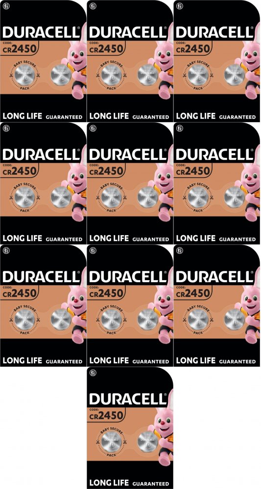 10x Bateria litowa Duracell CR2450, 2 sztuki