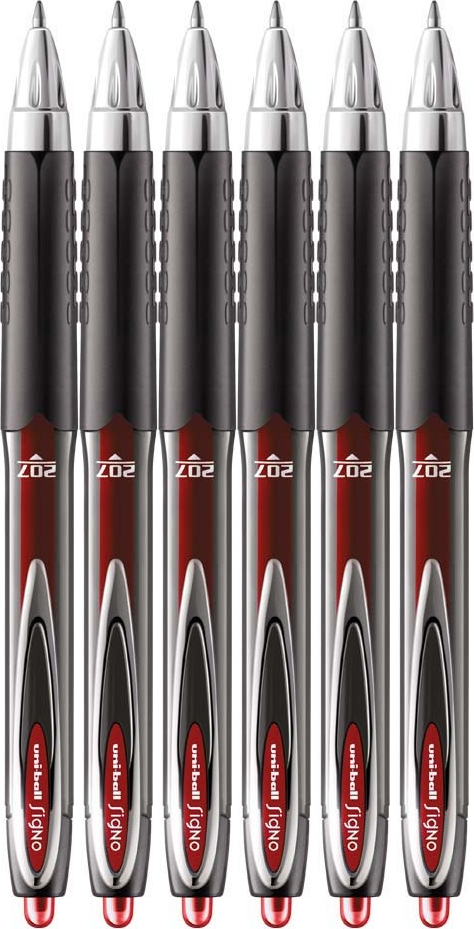 6x Długopis żelowy automatyczny Uni, Uni-ball Signo UMN-207, 0.7mm, czerwony
