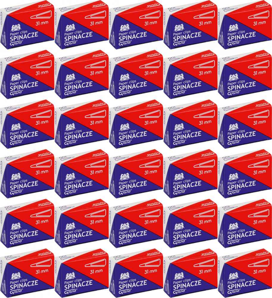 50x Spinacze Grand, trójkątne, 31 mm, 100 sztuk, srebrny