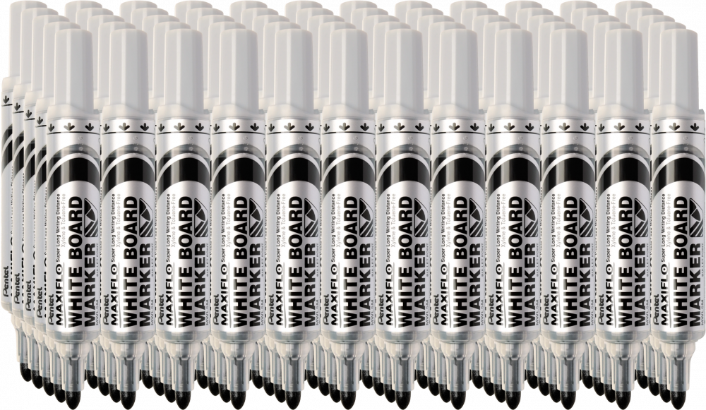 60x Marker suchościeralny Pentel Maxiflo MWL5M, z tłoczkiem, okrągła, 6mm, czarny