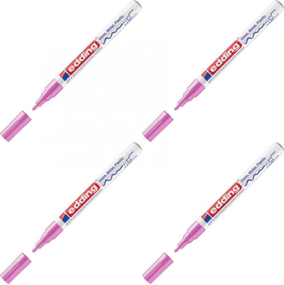 4x Marker olejowy edding e-751, połyskujący, w aluminiowej obudowie, okrągła 1-2 mm, różowy