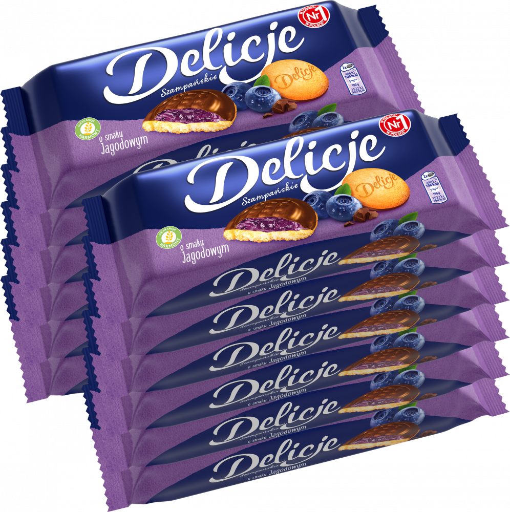 12x Ciastka Delicje szampańskie Mondelez, jagodowy, 147g