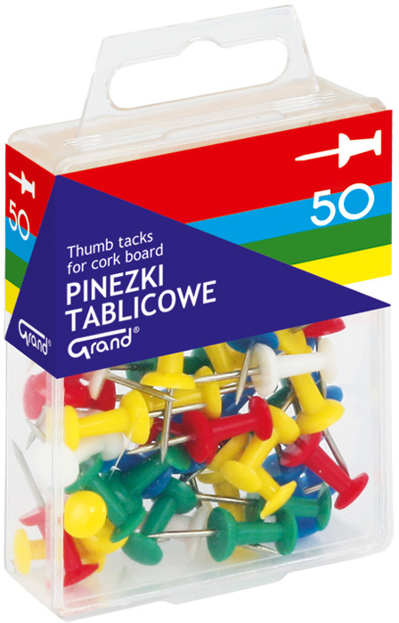 Pinezki beczułki Grand, w pudełku, 50 sztuk, mix kolorów