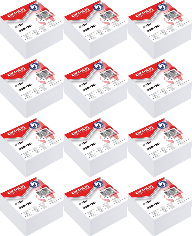 12x Karteczki do notatek Office Products, nieklejone, 85x85x40mm, biały