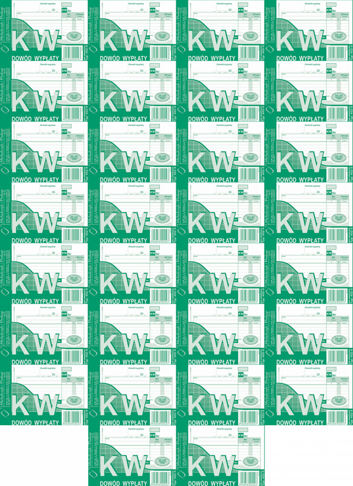 200x Druk akcydensowy KW Dowód wypłaty MiP 402-5, A6, wielokopia, 80k