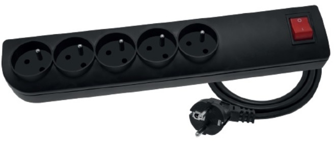 Listwa przeciwprzepięciowa Elgotech, 5m, 5 gniazd, czarny