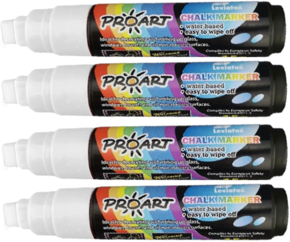 4x Marker kredowy Leviatan, ścięta, 4-10mm, 15g, biały