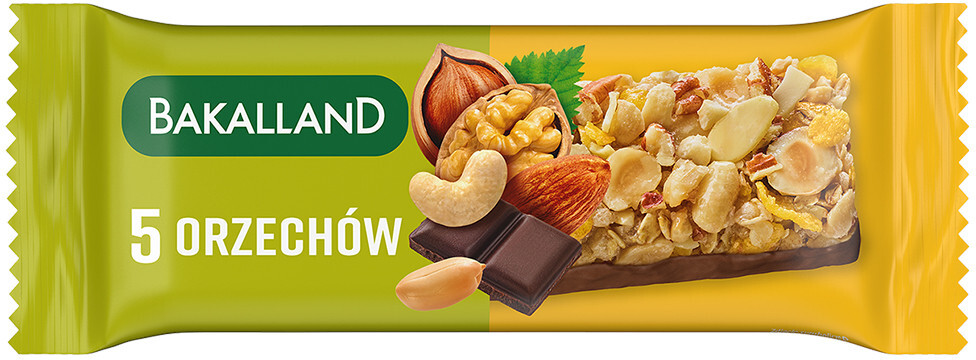 Baton zbożowy Bakalland BA! 5 orzechów, 40g