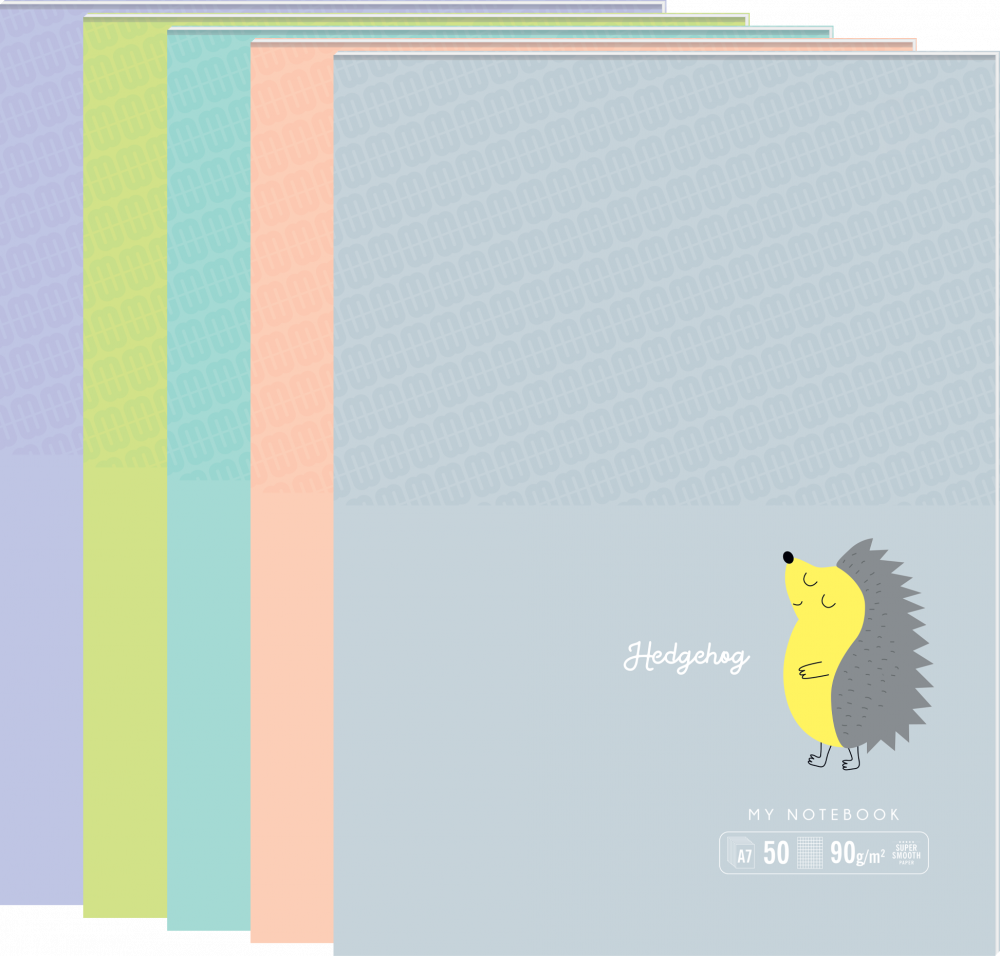 5x Notatnik w kratkę BEBE Friends, A7, 50 kartek, mix wzorów