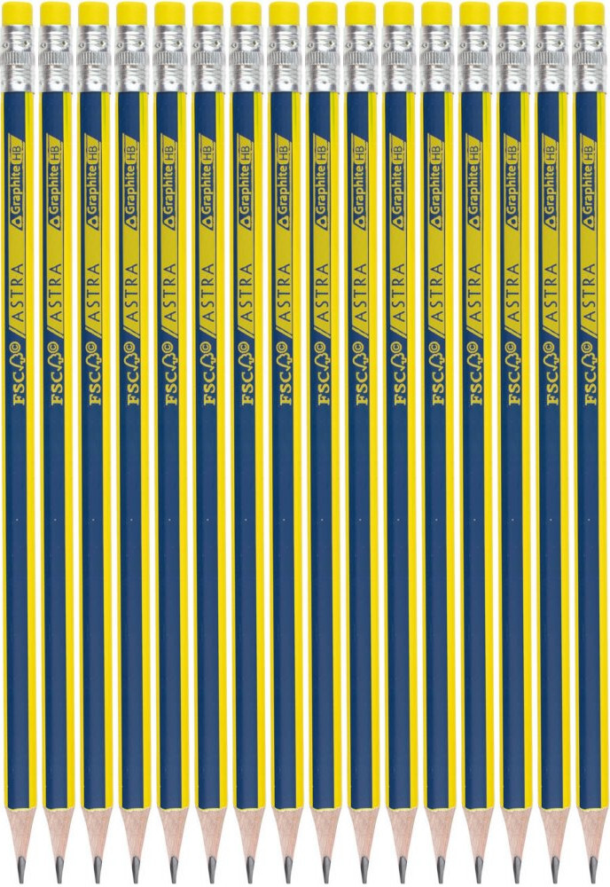 16x Ołówek trójkątny Astra, HB, z gumką, 1 sztuka