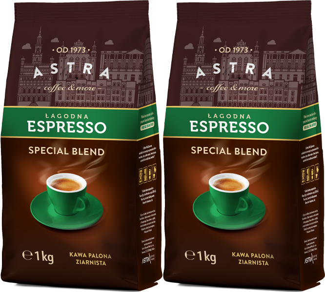 2x Kawa ziarnista Astra Łagodna Espresso, 1kg