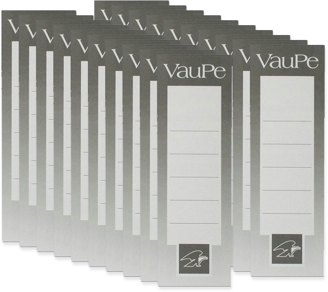 Etykiety do segregatorów VauPe, wsuwane, 25x152mm, 25 sztuk, szary