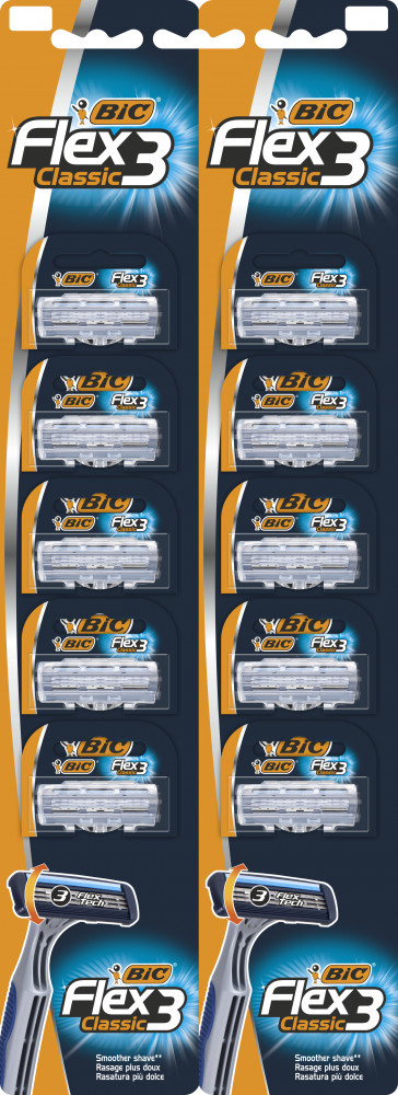 Maszynka do golenia BIC Flex 3 Classic, jednorazowa, 10 sztuk, blister