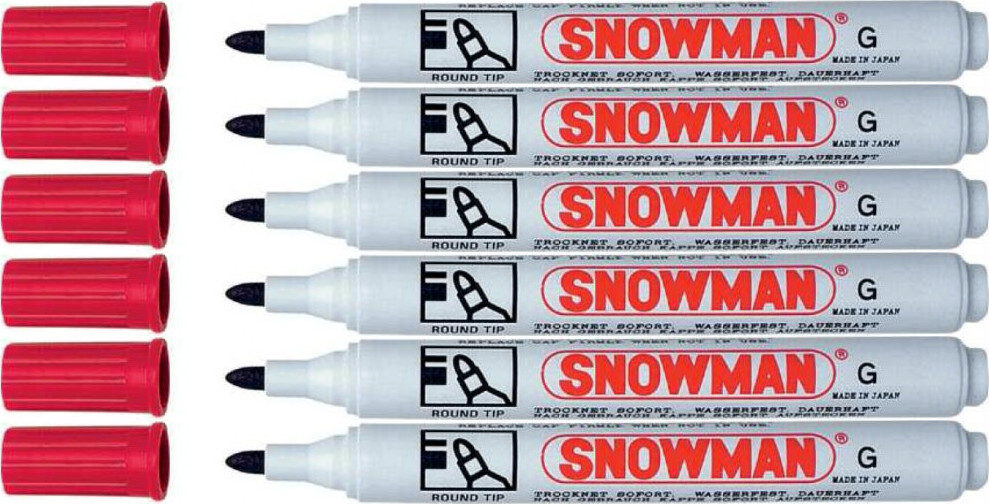 6x Marker permanentny Snowman, okrągła, czerwony
