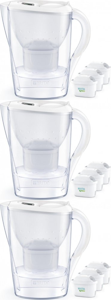 3x Dzbanek filtrujący Brita Marella, 2.4l, biały + 3 wkłady Maxtra Pro Pure Performance