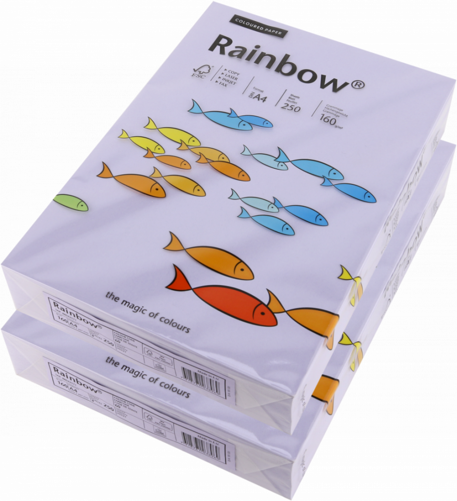 2x Papier ksero ekologiczny Rainbow, A4, 160g/m2, 250 arkuszy, fioletowy (R60)