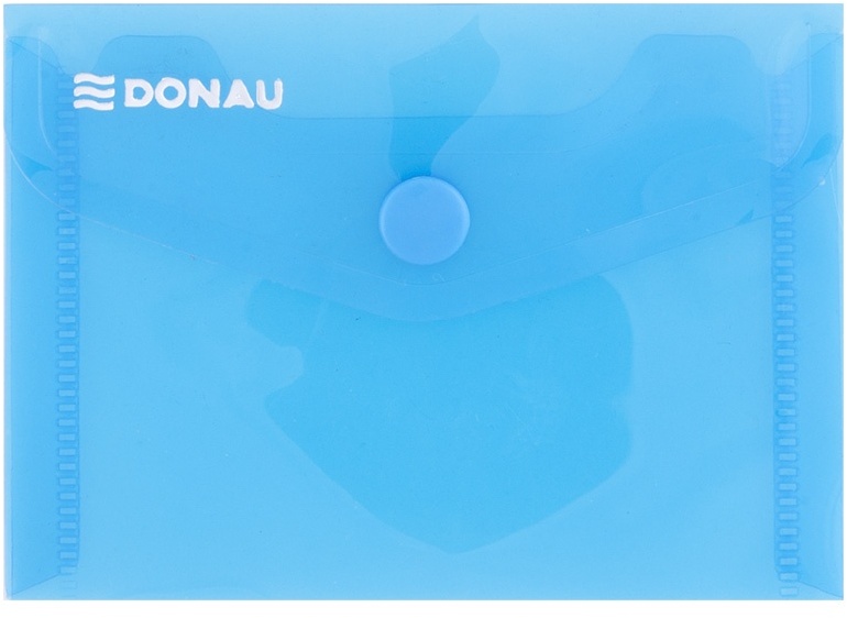 Teczka kopertowa Donau, A7, na zatrzask, transparentny niebieski