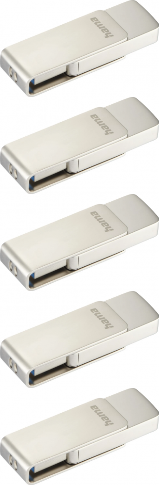 5x Pendrive Hama Rotate Pro, 64GB, obracany, USB 3.0, srebrny