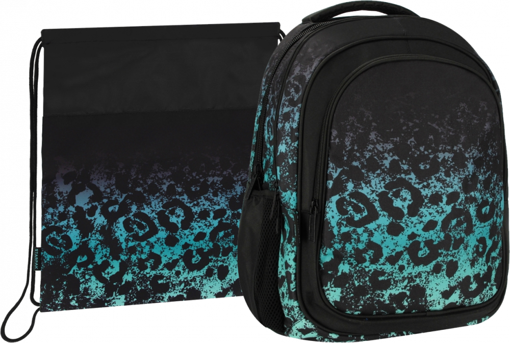 Zestaw: Plecak młodzieżowy + Worek na buty Starpak Panterka, czarny